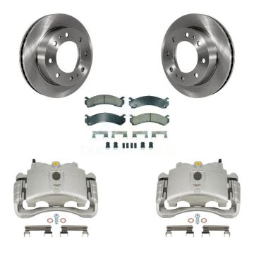 Front Brake Caliper Rotors Ceramic Pad Kit For GMC Chevrolet Sierra 2500 HD Silverado H2 KC8-100273N