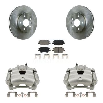 Front Disc Brake Caliper Rotors & Semi-Metallic Pad Kit For Chevrolet Cruze Bolt EV Volt KC8-100277S