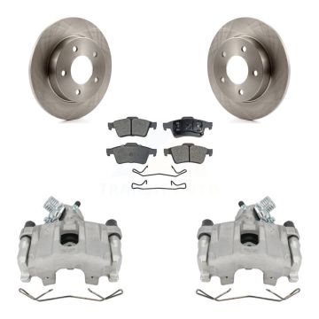 Rear Disc Brake Caliper Rotors And Ceramic Pads Kit For 2004-2005 Mazda 3 2.0L KC8-100280T
