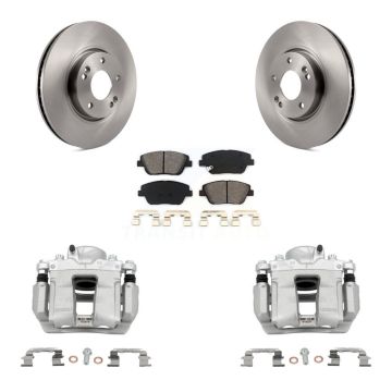 Front Disc Brake Caliper Rotors And Semi-Metallic Pads Kit For Hyundai Sonata Kia Optima KC8-100282S