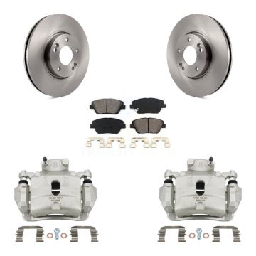 Front Disc Brake Caliper Rotors And Semi-Metallic Pads Kit For 2014 Hyundai Sonata 2.0L KC8-100285S
