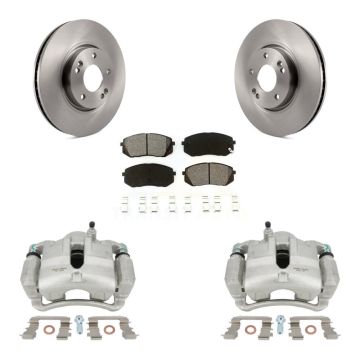Front Brake Caliper Rotor Semi-Metallic Pad Kit For 2016 Kia Sportage 2.4L From 12 10 15 KC8-100286S