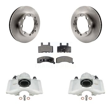 Front Brake Caliper Rotor & Semi-Metallic Pad Kit For Chevrolet K1500 Suburban K2500 GMC KC8-100291P