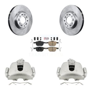 Front Disc Brake Caliper Rotors & Ceramic Pad Kit For 2010 Mazda 3 Sport GS GT with 2.5L KC8-100294N