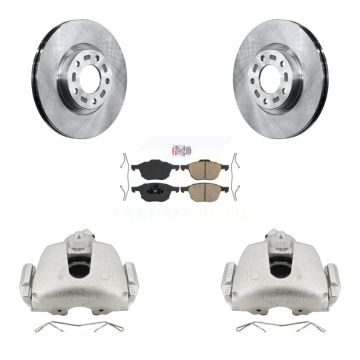 Front Disc Brake Caliper Rotors & Ceramic Pad Kit For 2010 Mazda 3 Sport GS GT with 2.5L KC8-100295N
