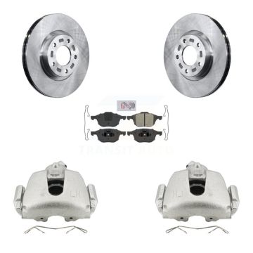 Front Brake Caliper Rotor & Semi-Metallic Pad Kit For 2010 Mazda 3 Sport GS GT with 2.5L KC8-100296N