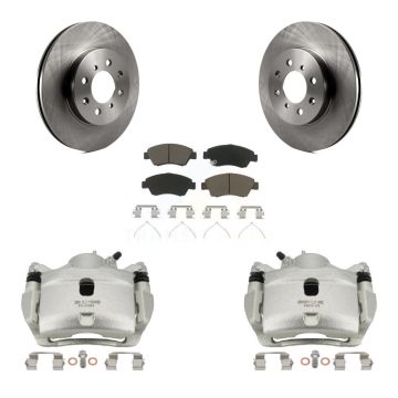 Front Disc Brake Caliper Rotors And Ceramic Pads Kit For 2014 Honda Fit LX Sport DX KC8-100301C
