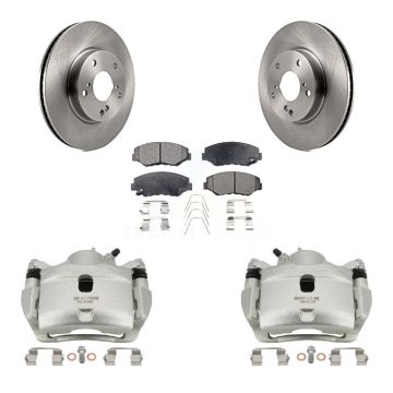 Front Disc Brake Caliper Rotors And Semi-Metallic Pads Kit For Honda Civic KC8-100307P