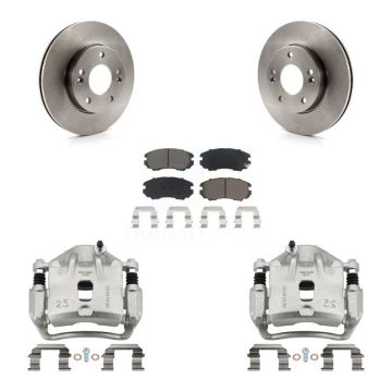 Front Disc Brake Caliper Rotors And Ceramic Pads Kit For 2010-2011 Kia Soul 1.6L KC8-100319C