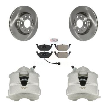 Front Disc Brake Caliper Rotors And Semi-Metallic Pads Kit For Volkswagen Jetta KC8-100321N