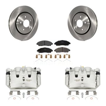 Front Disc Brake Caliper Rotor Semi-Metallic Pad Kit For Honda Pilot Ridgeline Acura MDX KC8-100322P