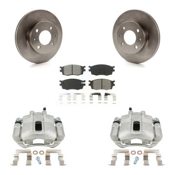 Front Disc Brake Caliper Rotor & Semi-Metallic Pad Kit For 2006 Hyundai Accent Hatchback KC8-100324S