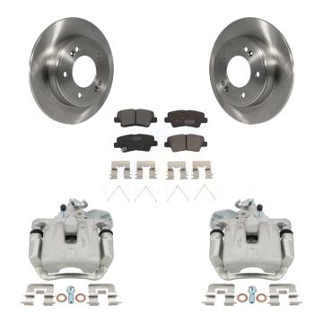 Rear Disc Brake Caliper Rotors And Ceramic Pads Kit For 2017-2018 Kia Soul KC8-100325T