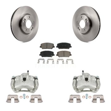 Front Brake Caliper Rotor Ceramic Pad Kit For 14 Kia Forte SX Without 15" Factory Wheels KC8-100327C