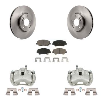 Front Brake Caliper Rotors Ceramic Pad Kit For 2014 Kia Forte SX With 15" Factory Wheels KC8-100328C