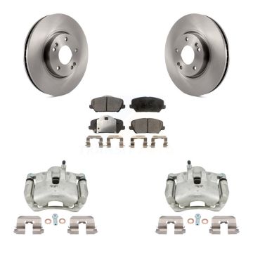 Front Brake Caliper Rotor Semi-Metallic Pad Kit For Kia Forte Without 15" Factory Wheels KC8-100331P
