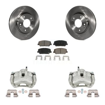 Front Brake Caliper Rotor Ceramic Pad Kit For 14 Kia Forte LX Without 15" Factory Wheels KC8-100333C