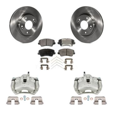 Front Brake Caliper Rotors Semi-Metallic Pad Kit For Kia Forte Hyundai Elantra GT Forte5 KC8-100333P