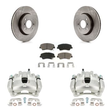 Front Brake Caliper Rotor Ceramic Pad Kit For 2017 Kia Rio LX EX With 14" Factory Wheels KC8-100336C