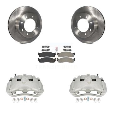 Front Brake Caliper Rotors Semi-Metallic Pad Kit For 06 Dodge Ram 1500 With 8 Lug Wheels KC8-100342N