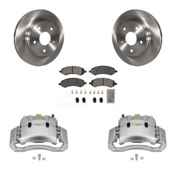 Front Brake Caliper Rotors Semi-Metallic Pad Kit For 06 Dodge Ram 1500 With 5 Lug Wheels KC8-100345N
