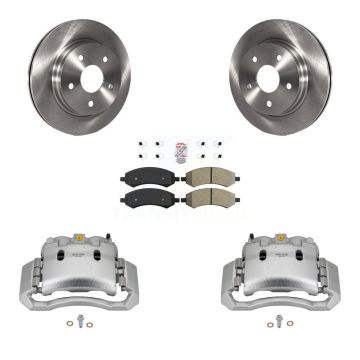 Front Brake Caliper Rotors Semi-Metallic Pad Kit For 06 Dodge Ram 1500 With 5 Lug Wheels KC8-100347N
