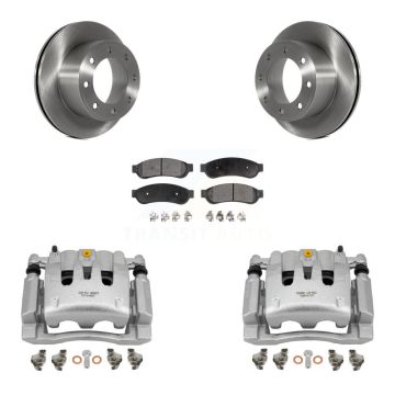 Rear Disc Brake Caliper Rotors And Ceramic Pads Kit For Ford F-250 Super Duty F-350 KC8-100350T
