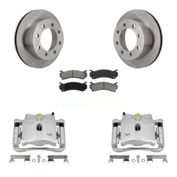 Rear Brake Caliper Rotors Semi-Metallic Pad Kit For GMC Chevrolet Sierra 2500 HD 3500 XL KC8-100357S