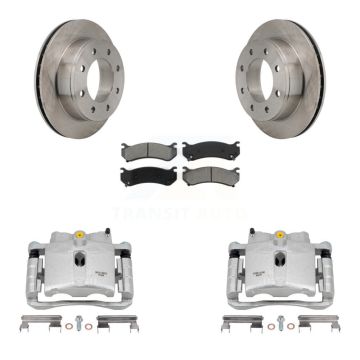 Rear Brake Caliper Rotor & Semi-Metallic Pad Kit For Chevrolet GMC Sierra 2500 HD Hummer KC8-100358S
