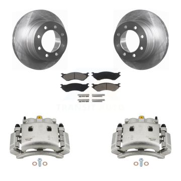 Rear Brake Caliper Rotors Ceramic Pad Kit For 03-08 Dodge Ram 3500 With Dual Wheels KC8-100360C