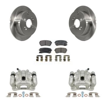 Rear Disc Brake Caliper Rotors Ceramic Pad Kit For 2006-2007 Hyundai Accent Kia Rio5 Rio KC8-100360T