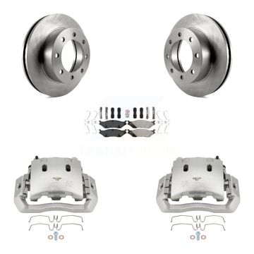 Front Disc Brake Caliper Rotors And Semi-Metallic Pads Kit For Ford F-450 Super Duty KC8-100362N