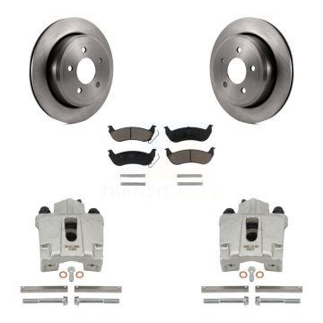 Rear Brake Caliper Rotor & Ceramic Pad Kit For Ford Crown Victoria Mercury Grand Marquis KC8-100363C
