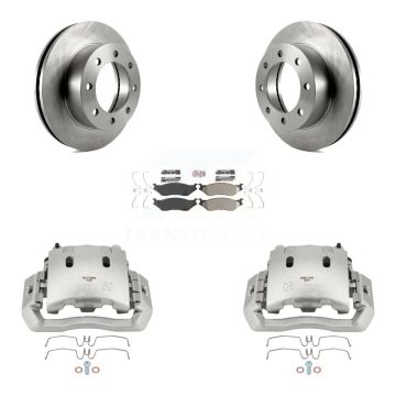 Front Disc Brake Caliper Rotors And Semi-Metallic Pads Kit For Ford F-450 Super Duty KC8-100363N