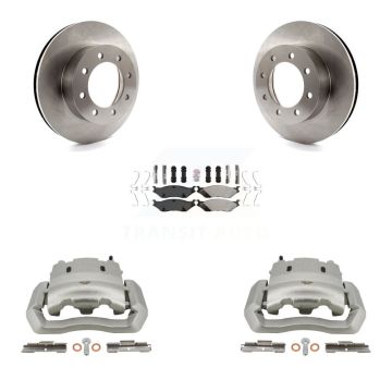 Front Disc Brake Caliper Rotor Semi-Metallic Pad Kit For Ford E-550 Super Duty Econoline KC8-100364N