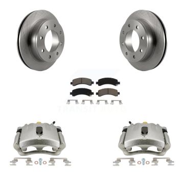 Rear Disc Brake Caliper Rotor Ceramic Pad Kit For GMC Chevrolet Savana 3500 2500 Express KC8-100365C