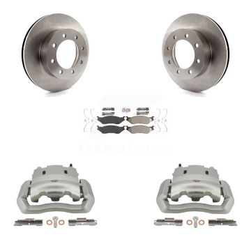 Front Disc Brake Caliper Rotor Semi-Metallic Pad Kit For Ford E-550 Super Duty Econoline KC8-100366N