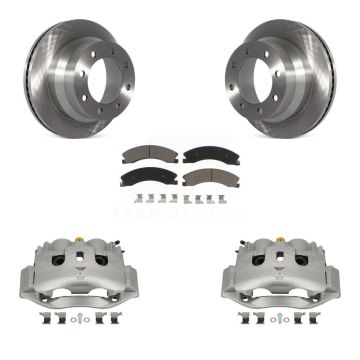 Rear Disc Brake Caliper Rotor Ceramic Pad Kit For GMC Savana 3500 Chevrolet Express 4500 KC8-100367C