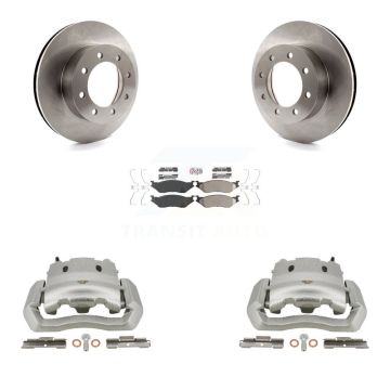 Front Disc Brake Caliper Rotor Semi-Metallic Pad Kit For Ford E-550 Super Duty Econoline KC8-100367N