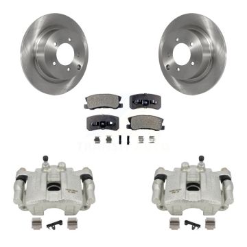 Rear Brake Caliper Rotors Semi-Metallic Pad Kit For Jeep Mitsubishi Patriot Lancer Dodge KC8-100376P