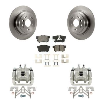 Rear Disc Brake Caliper Rotor Semi-Metallic Pad Kit For 2010-2011 Honda Accord Crosstour KC8-100376S
