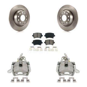Rear Disc Brake Caliper Rotor & Semi-Metallic Pad Kit For Volkswagen GTI Audi A3 Quattro KC8-100377S