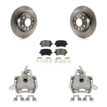 Rear Brake Caliper Rotors Semi-Metallic Pad Kit For Volkswagen Jetta GTI Audi A3 Quattro KC8-100378S
