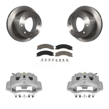 Rear Disc Brake Caliper Rotor Ceramic Pad Kit For GMC Sierra 3500 HD Chevrolet Silverado KC8-100379C