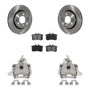 Rear Disc Brake Caliper Rotors And Semi-Metallic Pads Kit For 2005 Volkswagen Jetta 2.5L KC8-100381S