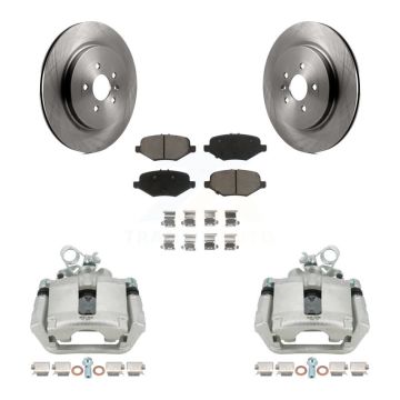 Rear Disc Brake Caliper Rotor Ceramic Pad Kit For Ford Explorer Flex Taurus Police Sedan KC8-100383C