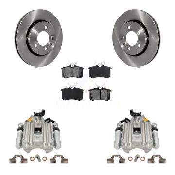 Rear Disc Brake Caliper Rotors And Semi-Metallic Pads Kit For Volkswagen Jetta Golf KC8-100383S