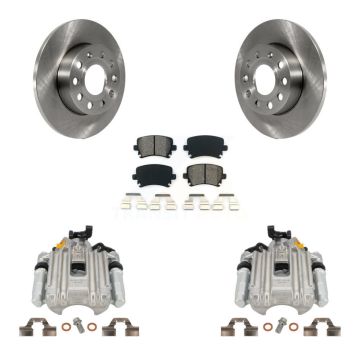 Rear Disc Brake Caliper Rotors And Semi-Metallic Pads Kit For Volkswagen Jetta KC8-100384S