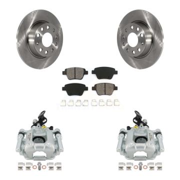 Rear Brake Caliper Rotor Semi-Metallic Pad Kit For Volkswagen Jetta Golf Passat Audi GTI KC8-100390S