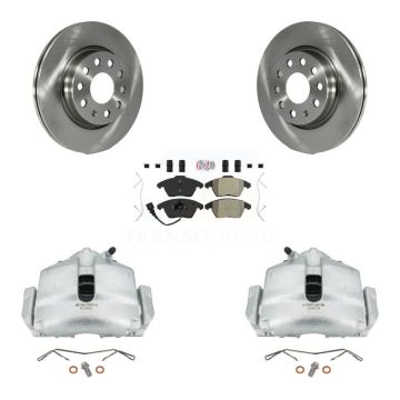 Front Disc Brake Caliper Rotors Semi-Metallic Pad Kit For Volkswagen GTI Audi A3 Quattro KC8-100393N